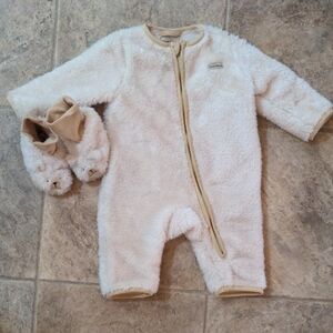 Cozy Cream Fleece Baby Onesie with Booties